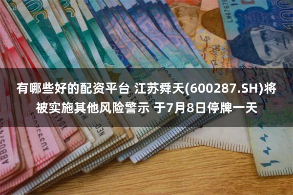 有哪些好的配资平台 江苏舜天(600287.SH)将被实施其他风险警示 于7月8日停牌一天